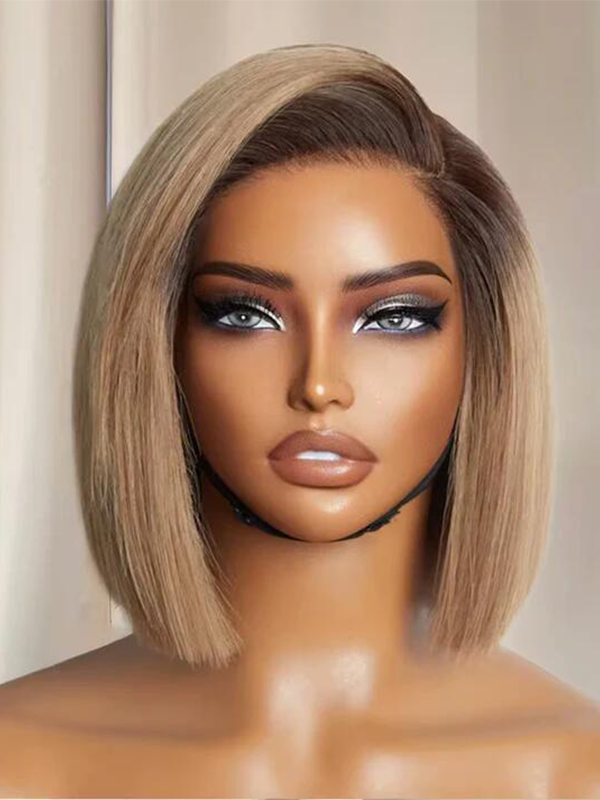 EINbeauty Ombre Ash Blonde Short Bob HD Lace Wig 100% Human Vigin Hair