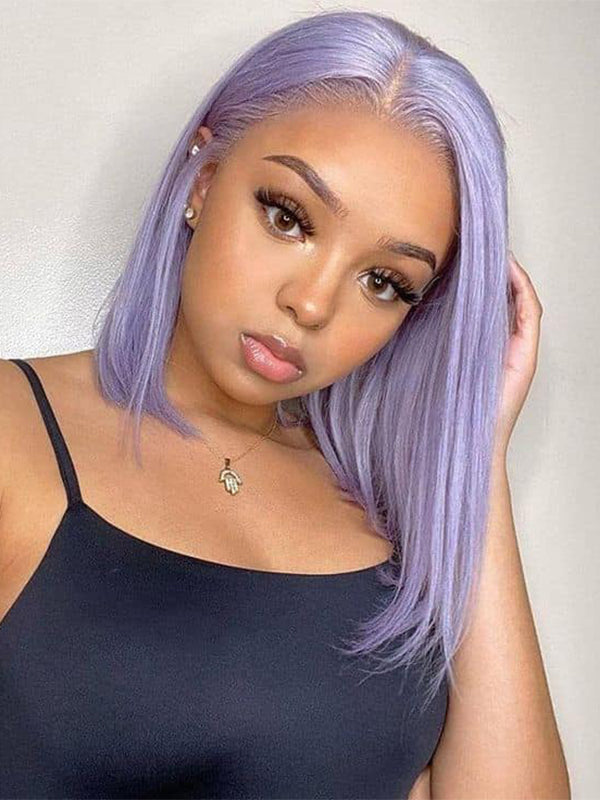 EINbeauty Bob 9x6 M-cap Light Purple Pure Color Straight Invisible HD Lace Wigs