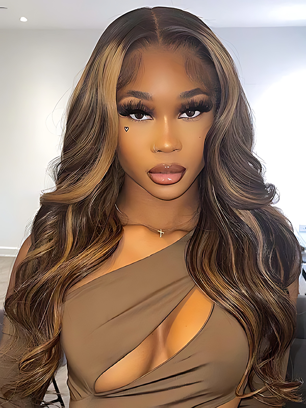 Einbeauty Wear&Go Wig Balayege Highlights Brown Honey Blonde Body Wave Wig