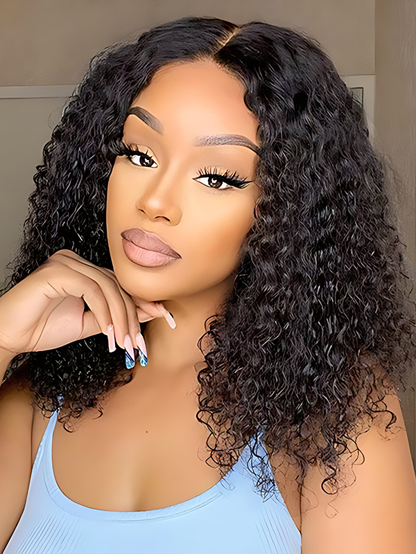 Einbeauty Put On And Go Wig Short Bob Water Wave Barrel Curls Glueless Hair