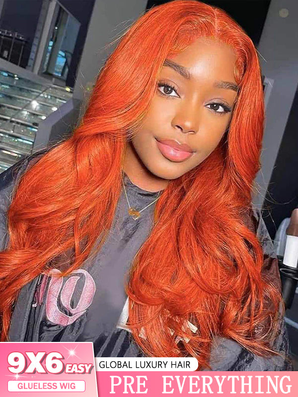 EINbeauty Pre-everything 9x6 Glue Bye Glueless Wig Body Wave #350 Ginger Orange HD Lace Front Wig