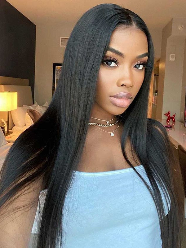 EINbeauty Transparent Lace Wigs Bone Straight Long Lace Front Human Hair Wig