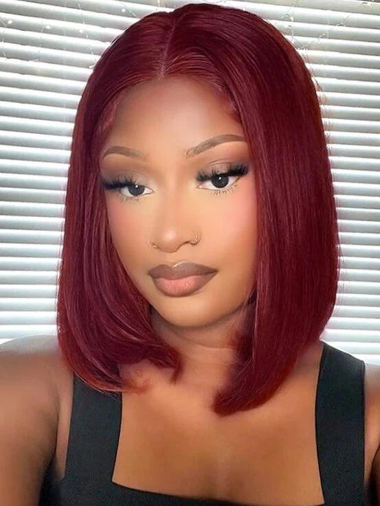 EINbeauty Glue Bye 9x6 Easy Glueless wig Burgundy Straight #99J HD Lace Bob Wigs