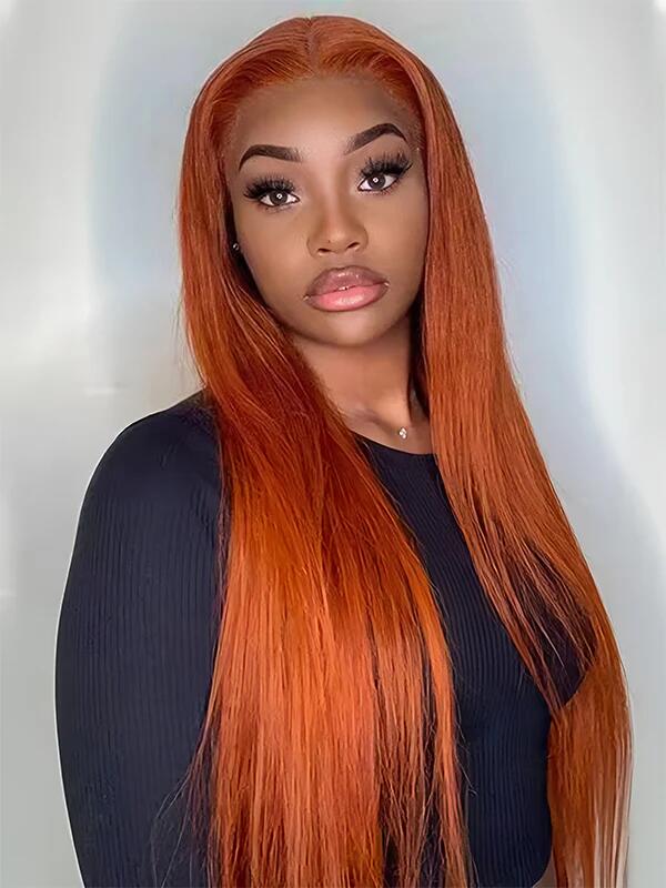 EINbeauty Ginger Orange Knots Bye Wig Straight 9x6 Pre-bleached MIni Knots Hair