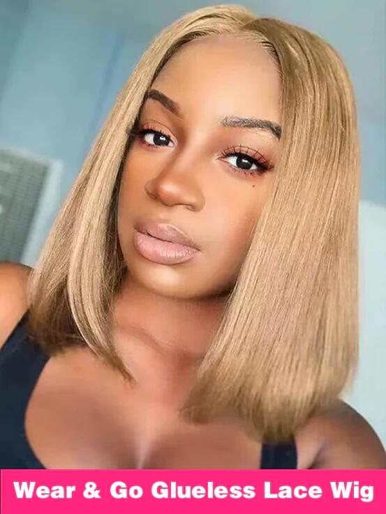 EINbeauty Honey Blonde Wear And Go Bob wig Straight Glueless Bob Wig