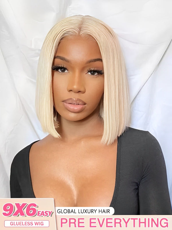 EINbeauty Straight Blonde Bob Wig Pre-cut 9x6 Lace Wig Beginner Friendly