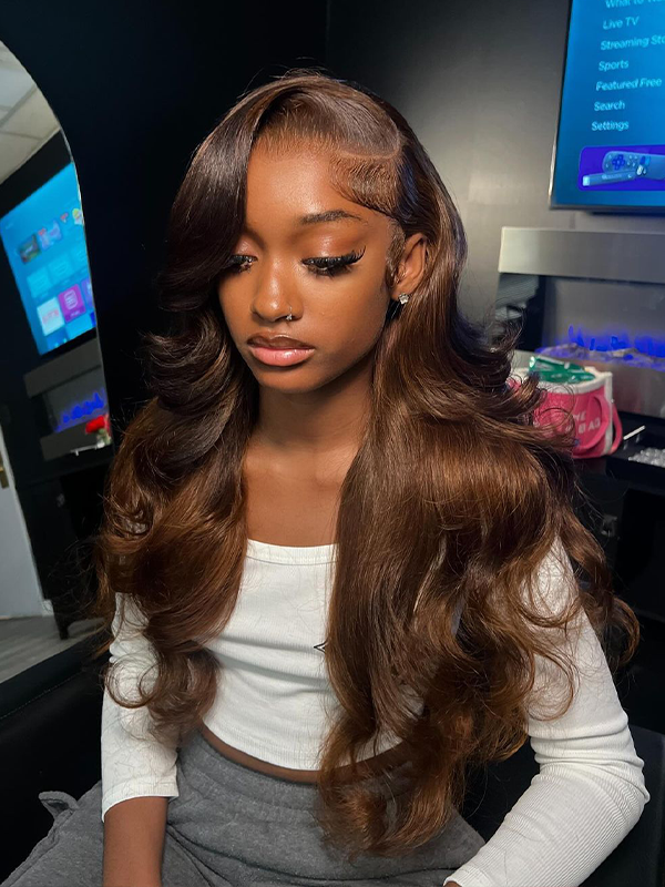 EINbeauty Chocolate Brown Body Wave Colored Brown HD Lace Wig