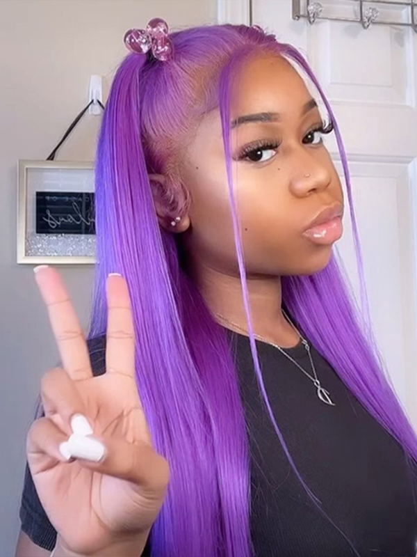 EINbeauty Lavender Purple Transparent Lace Front Wig 100% Human Virgin Hair Wig