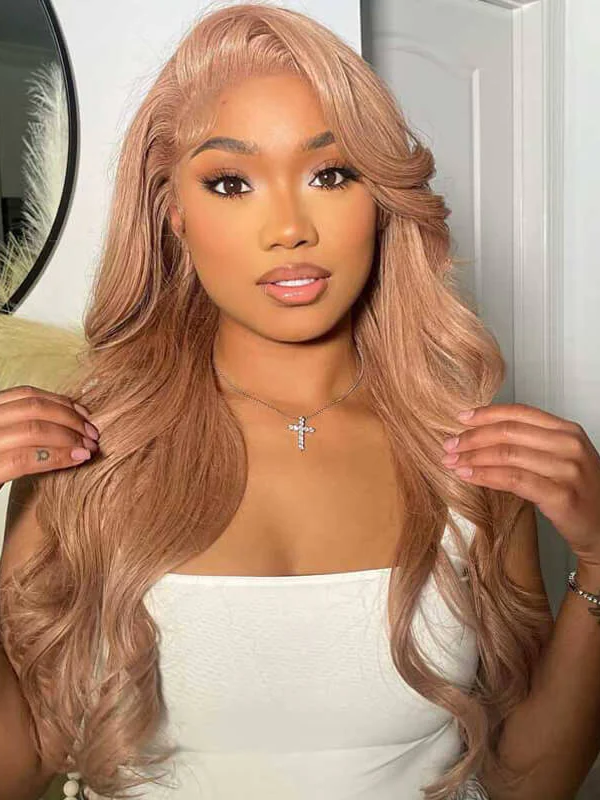 EINbeauty Light Flaxen Brown Transparent Body Wave Lace Wig Colored Human Hair